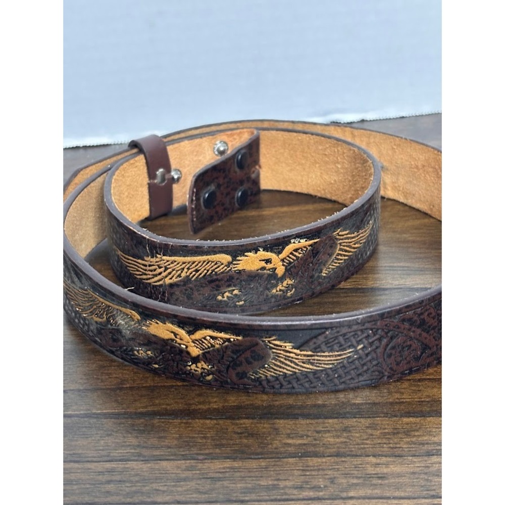 Wrangler Mens Brown Leather Embossed Eagle Western Belt Size 38 MBLT 08713A-11F